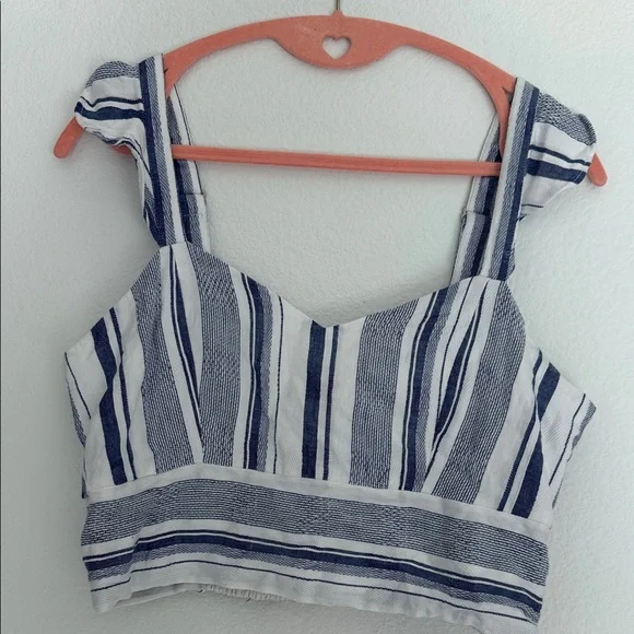 Parker Navy and White Striped Crop Top - Picture 1 of 5